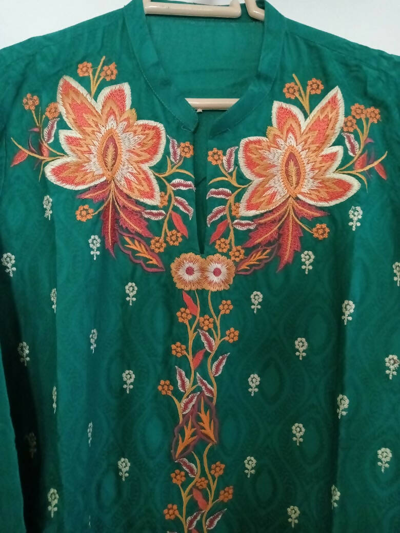 Junaid Jamshed | Green embroidered shirt | Women Kurta | Brand new