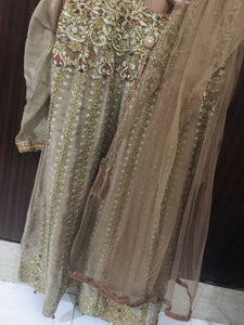 Formal wear , gotta work embroidered frock with banarsi trouser | Women Formals | Worn Once