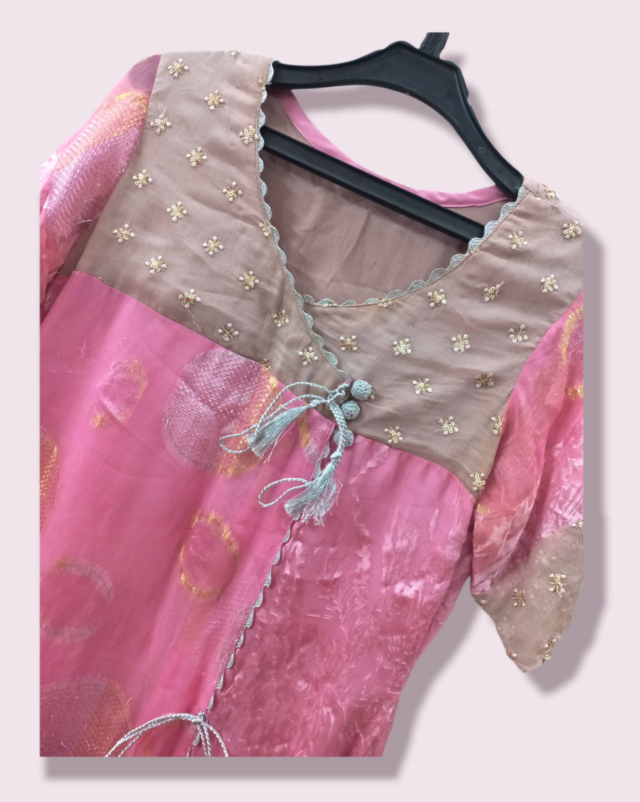 pink Self Customized Angrakha With Dupatta and trousers | Women Frocks & Maxi | Preloved