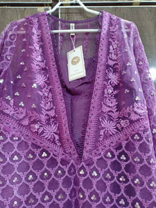 Ethnic | Embroidered suit purple (Small) | Women Branded Formals | Brand New