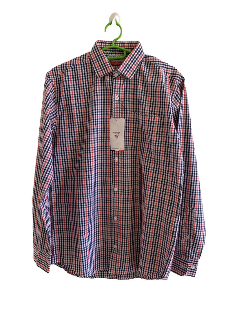 Red Blue Checkered Button Down Shirt | Men T-Shirts & Shirts | Brand New