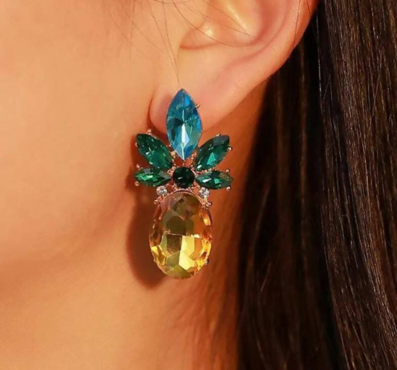 Khaniz | Crystal stone Pineapple Earrings | Women Jewelry | New
