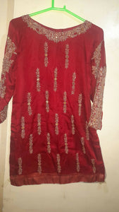 Beautiful Red Embroidered 3 Pc Suit | Women Locally Made Formals | Medium | Wore Once