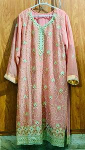 Pink Embroidery 3 PC Suit | Women Locally Made Formals | Worn Once