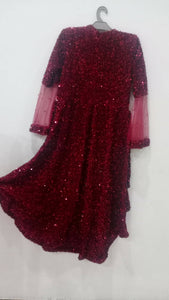 Red Long Frock 3 Pc (Size: L ) | Women Froks & Maxis | New