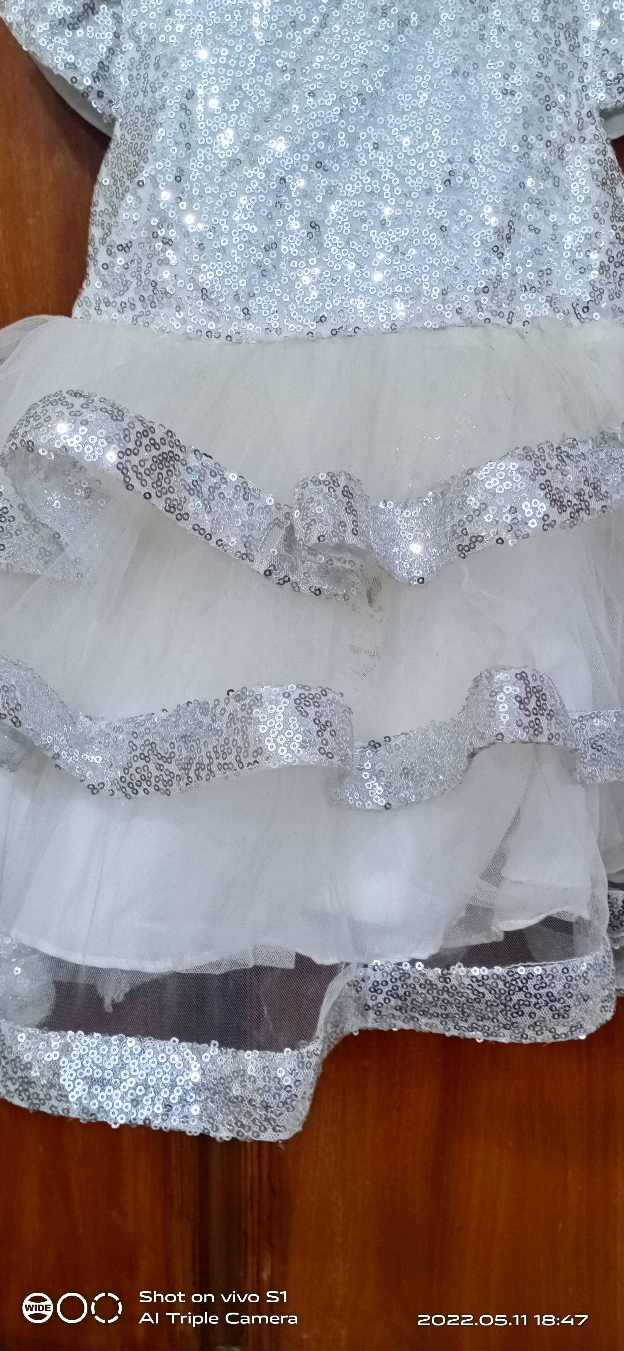 Beautiful Net Silver Frock | Girls Skirts & Dresses | Preloved