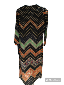 GEOMETRIC DESIGN LONG DRESS | NISHAT LINEN PRET (SIZE: S )| WOMEN FROCKS & MAXIS | WORN ONCE