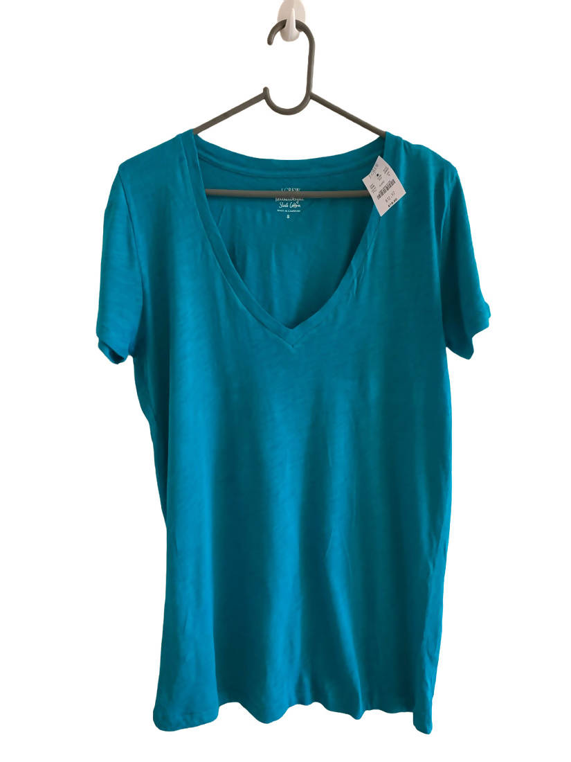 J. Crew | Blue V-Neck Half Sleeve Shirt | Women Tops & Shirts | Brand New
