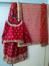 Red Festive Lehnga Suit | Women Bridals | Medium | Worn Once