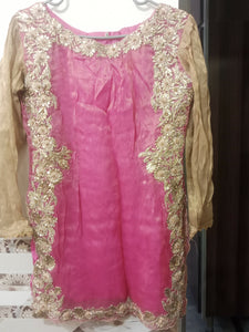 Pink & Golden Gharara Suit | Women Locally Made Formals | Medium | Worn Once