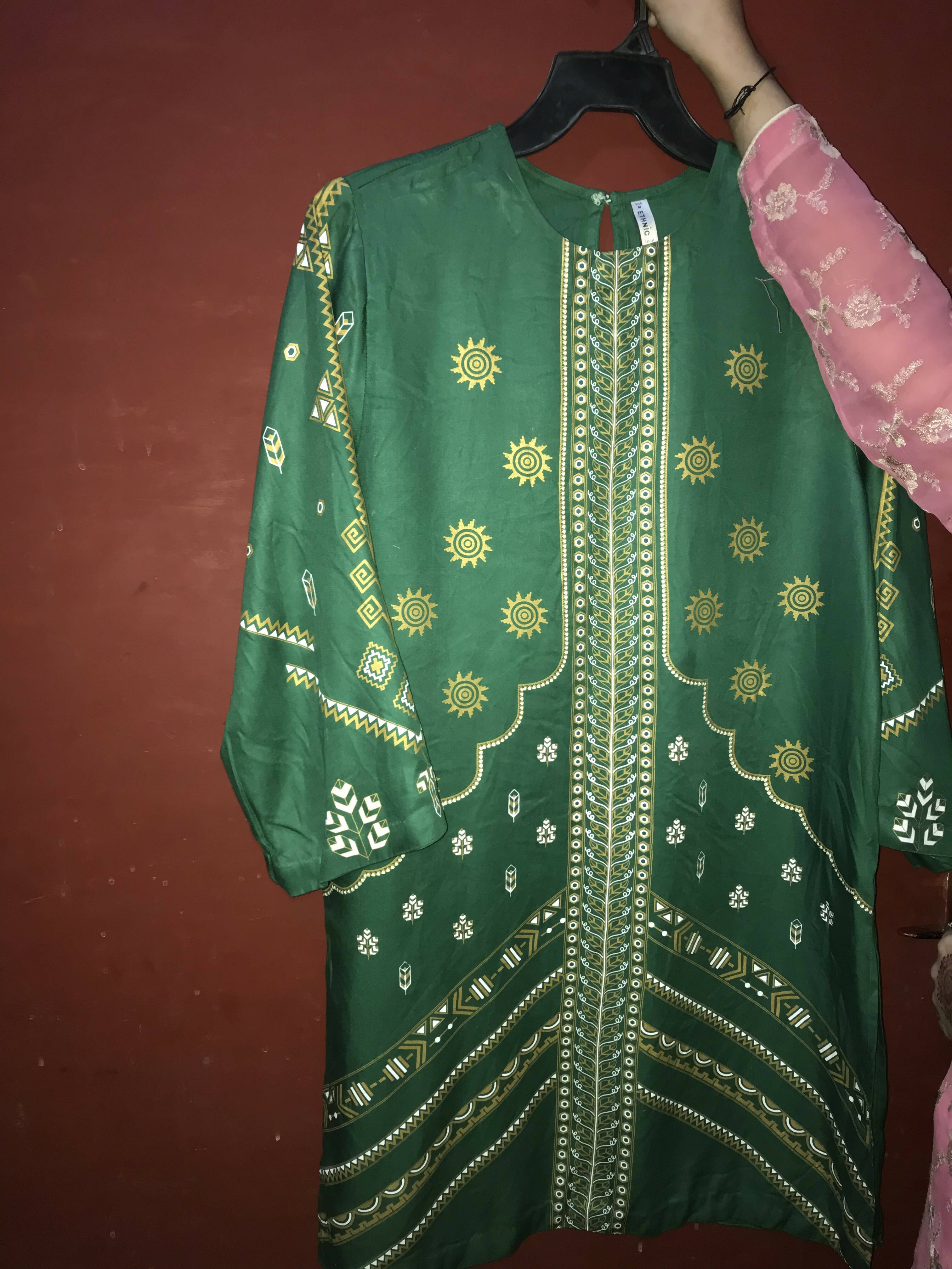 Ethnic Green Printed Kurta (Size: M )| Women Branded Kurta | Worn Once