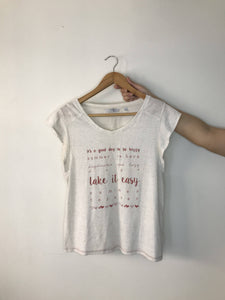 Next | White Ivory Slogan Printed Tee | Women Tops & Shirts |Small | New