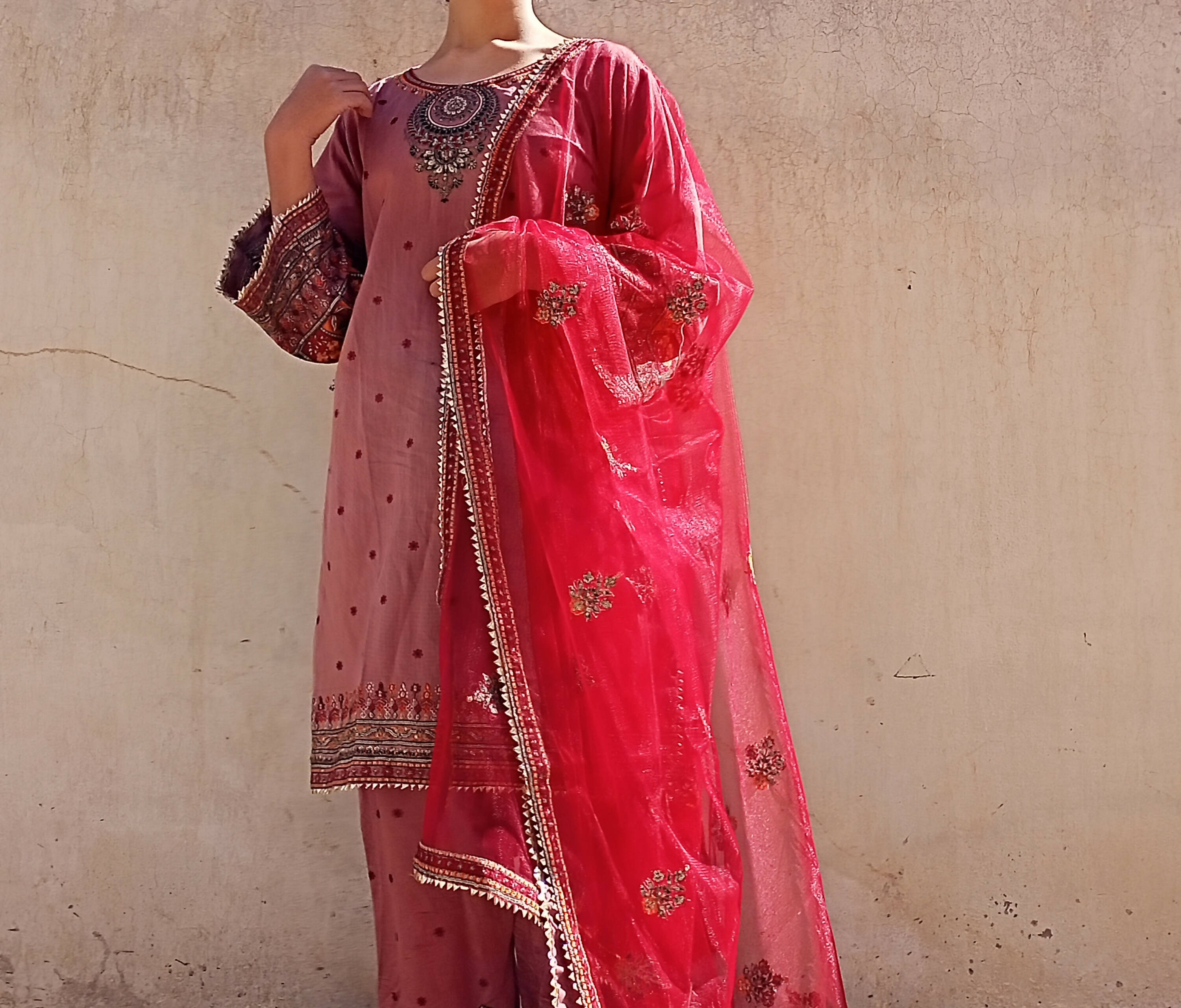 Pink Embroiderd Suit | Women Locally Made Formals | Large | Worn Once