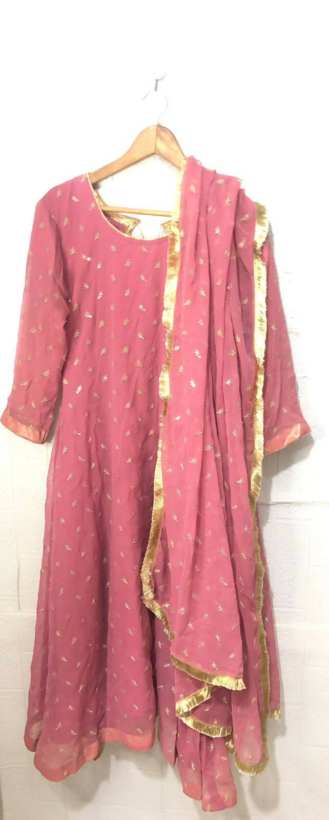 Pink Chiffon Long Frok Suit | Women Locally Made Formals | Medium | Worn Once