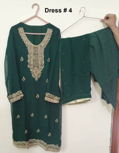 Green Embroidered Chiffon Suit | Women Locally Made Formals | Large | Preloved