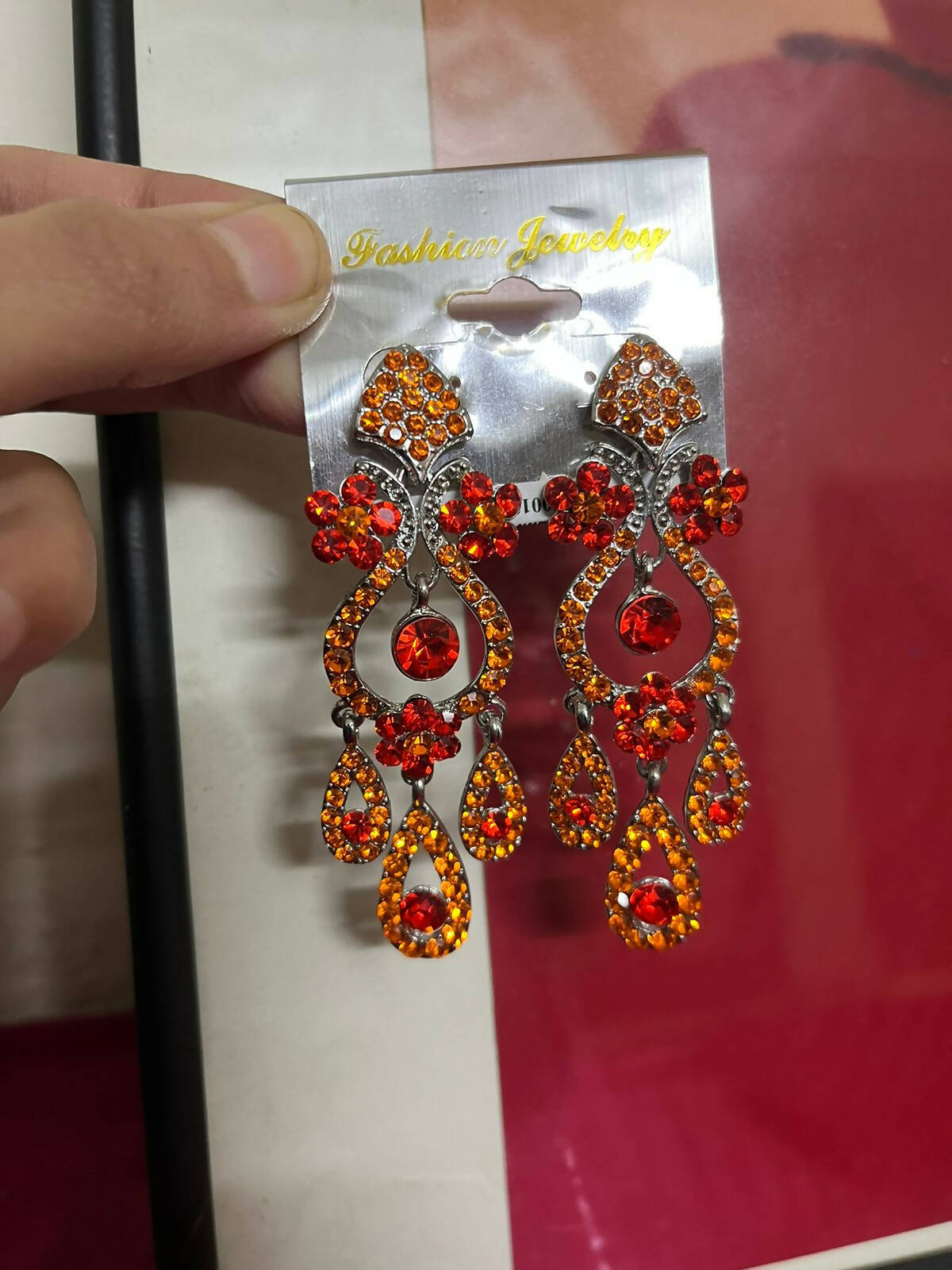 Imported (USA) | Red Orange Fancy Earrings | Women Jewelry | New