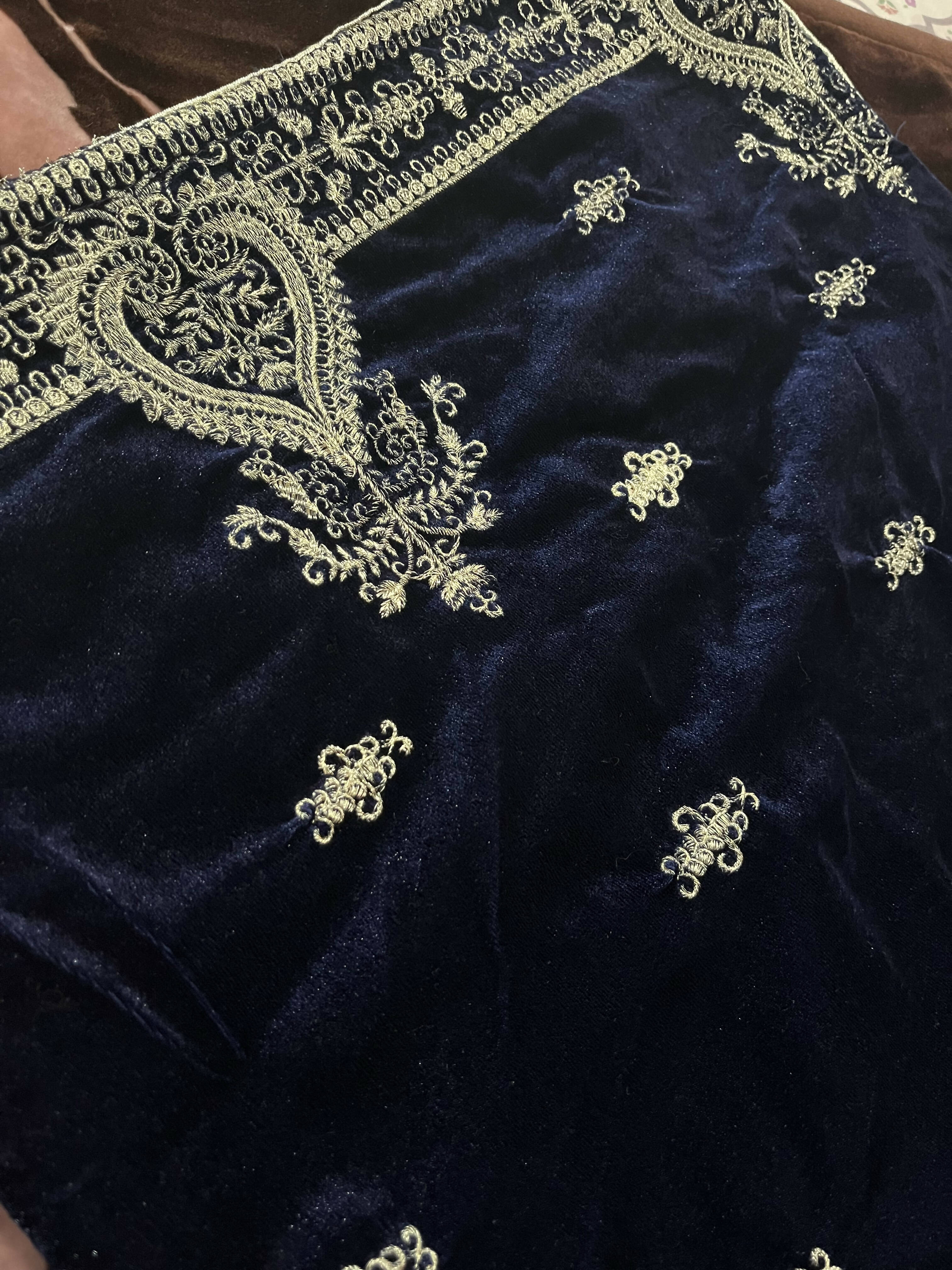 Dark Blue Velvet Shawl | Women Accessories | New