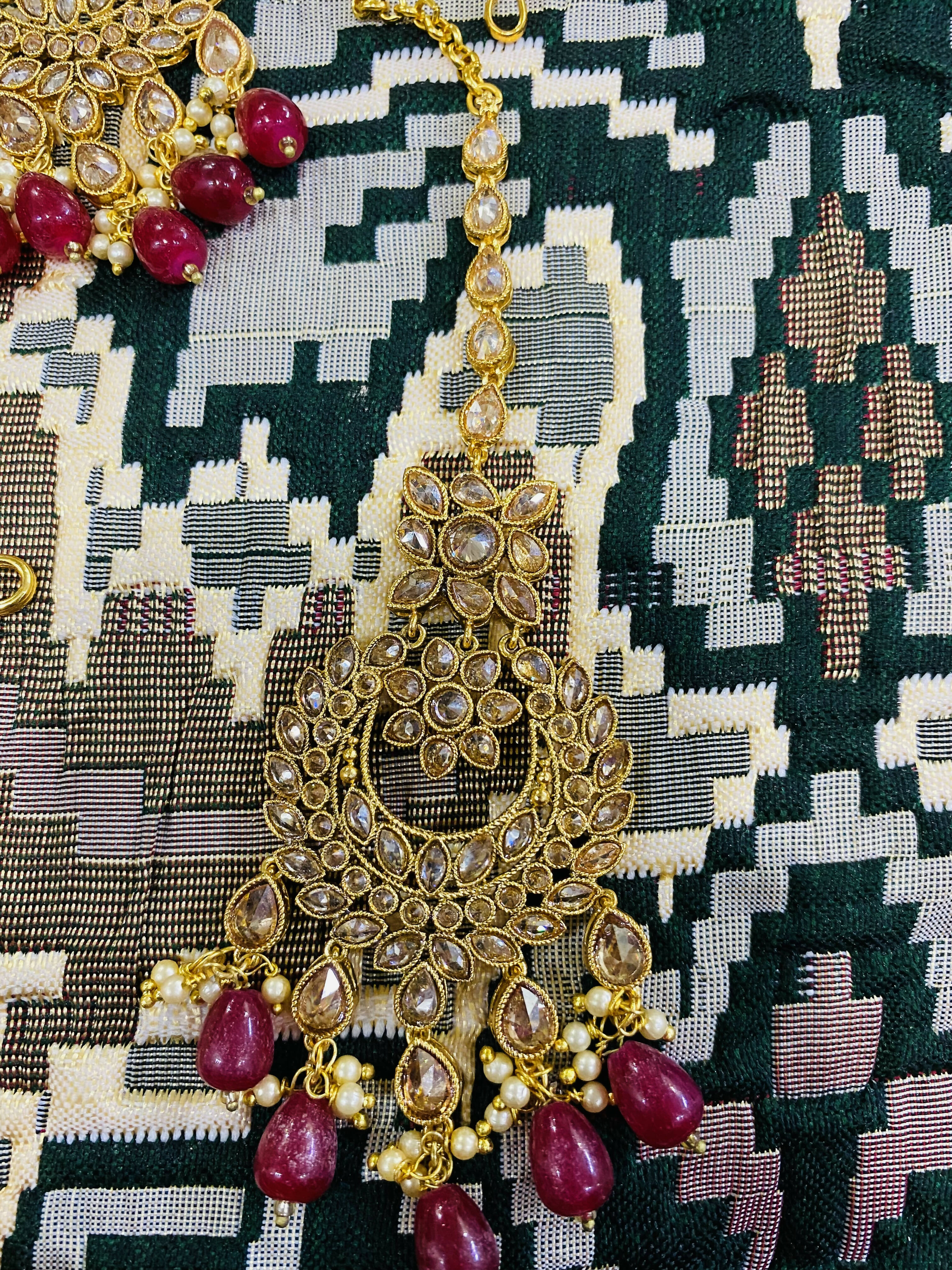Gold Maroon Bridal jewellery set | Women Wedding Jewelry & Sets | New