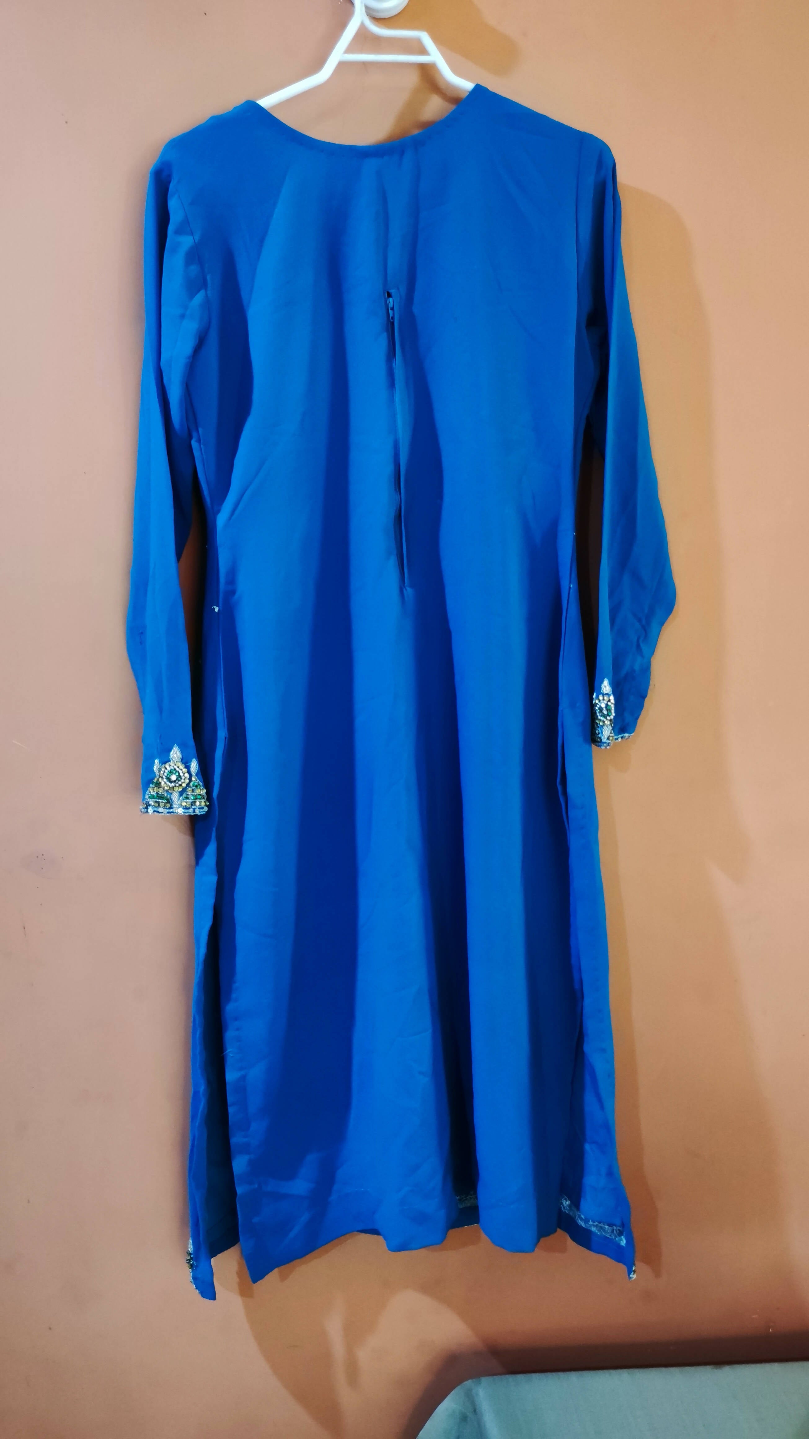 3 piece blue fancy formal dress (Size: M ) | Women Frocks & Maxis | New