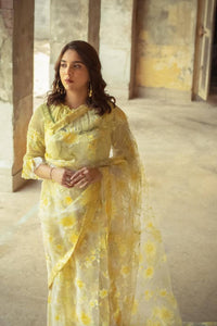 Daffodil | Floral Yellow Saree | Women Formal | Saree | Brand New