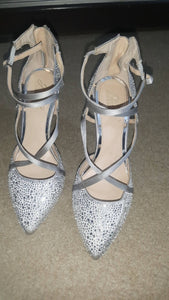 Silver Stone Heels | Women Shoes | Size: 37 | Preloved