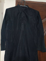 Black Raw Silk Kurta Shalwar | Boy's Shalwar Kameez | Size :8 to 11 years| Worn Once