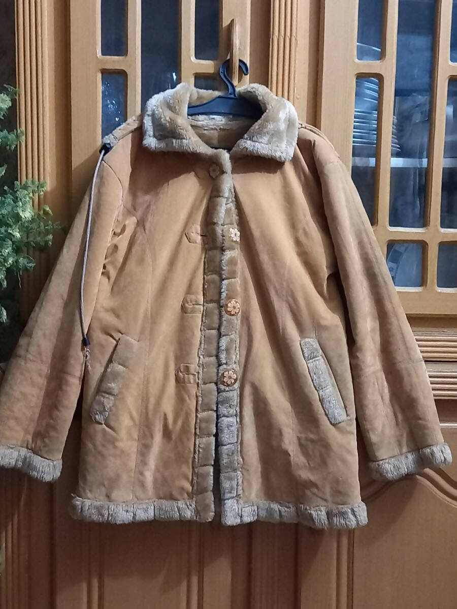 Camel Color Fur Jacket Coat | Women Sweaters & Jackets | X-Large | Preloved