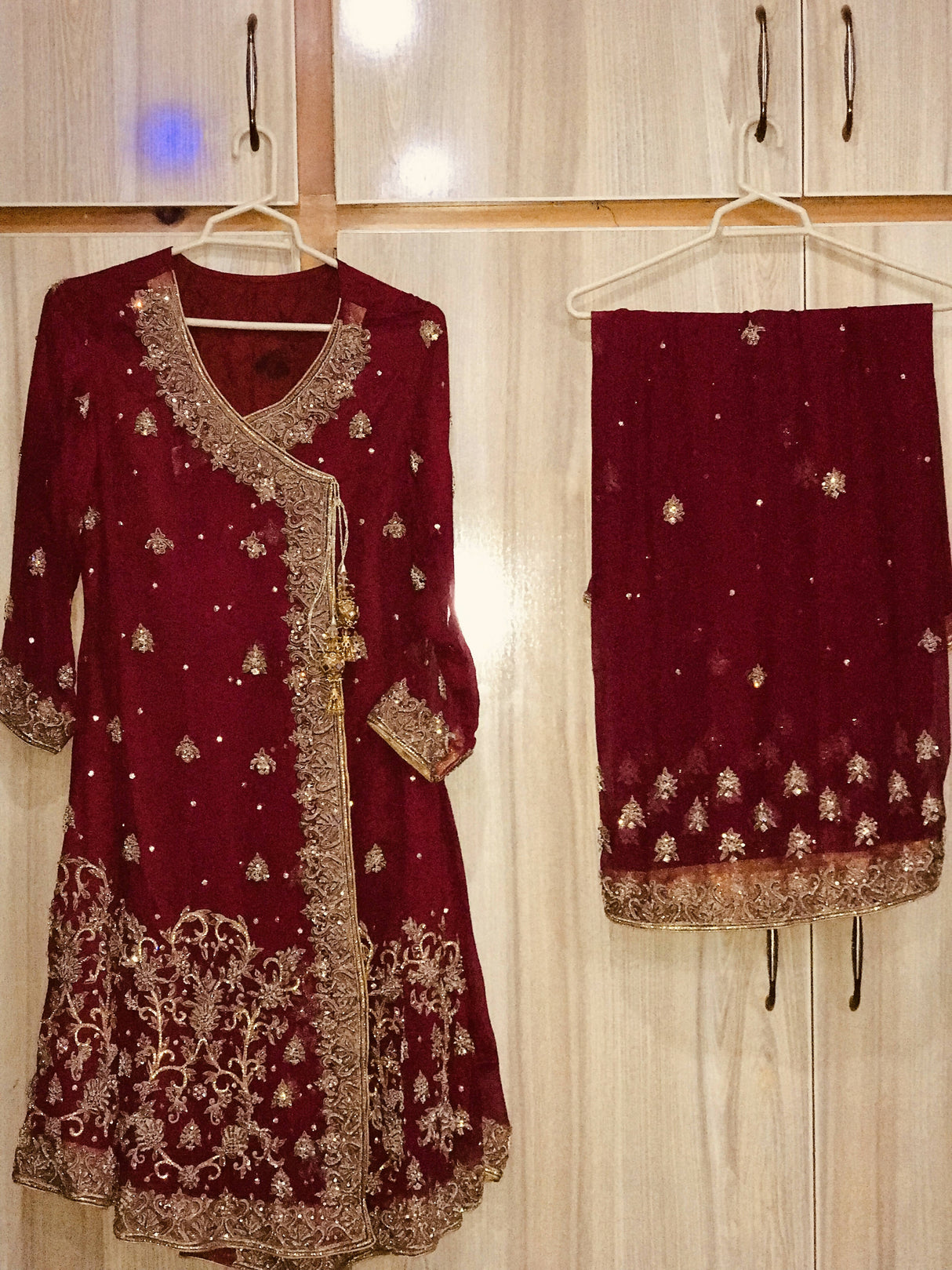 Stunning Maroon Frock with Sharara | Women Locally Made Formals | Medium | Worn Once