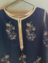 Blue 3 Pcs Stitched Suit | Women Locally Made Formals | Medium | Preloved