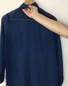 Blue Chiffon Shirt | Women Tops & Shirt | Preloved