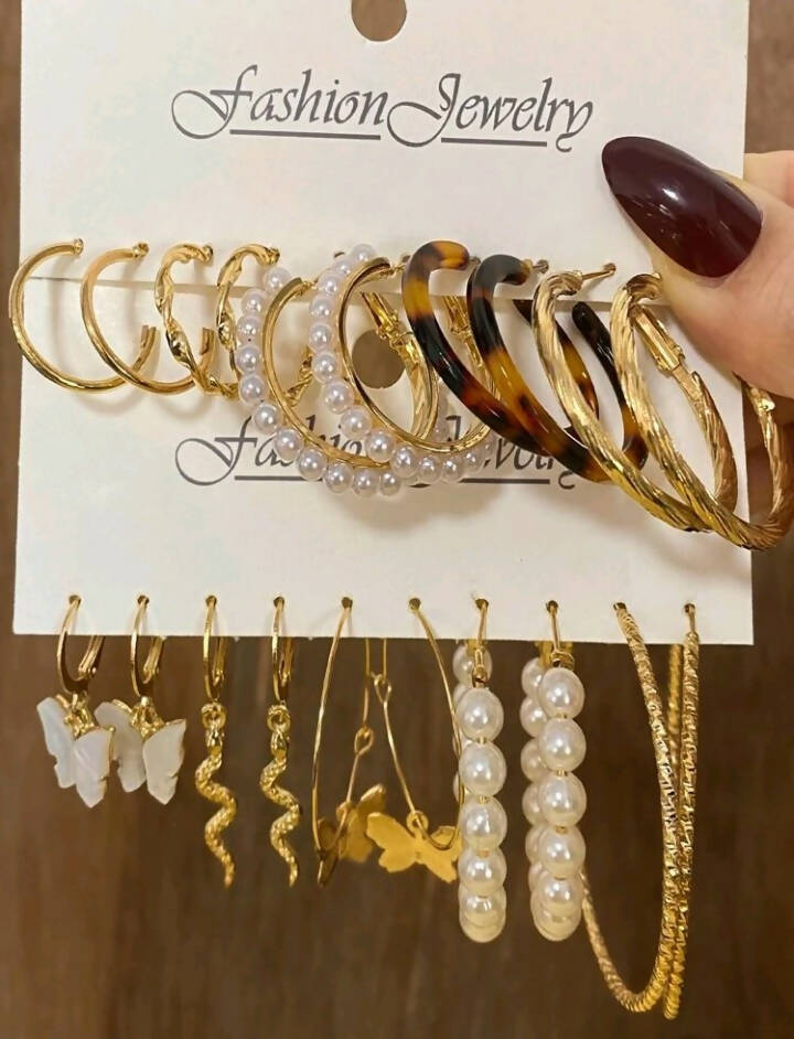 SHEIN | 10 Pairs Faux Pearl and Butterfly Decor Earrings| Women Jewelry | Brand New