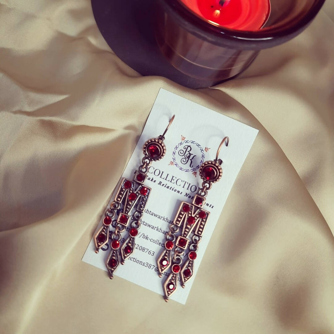 Letter "M" Earrings in Red | Women Jewellery | New