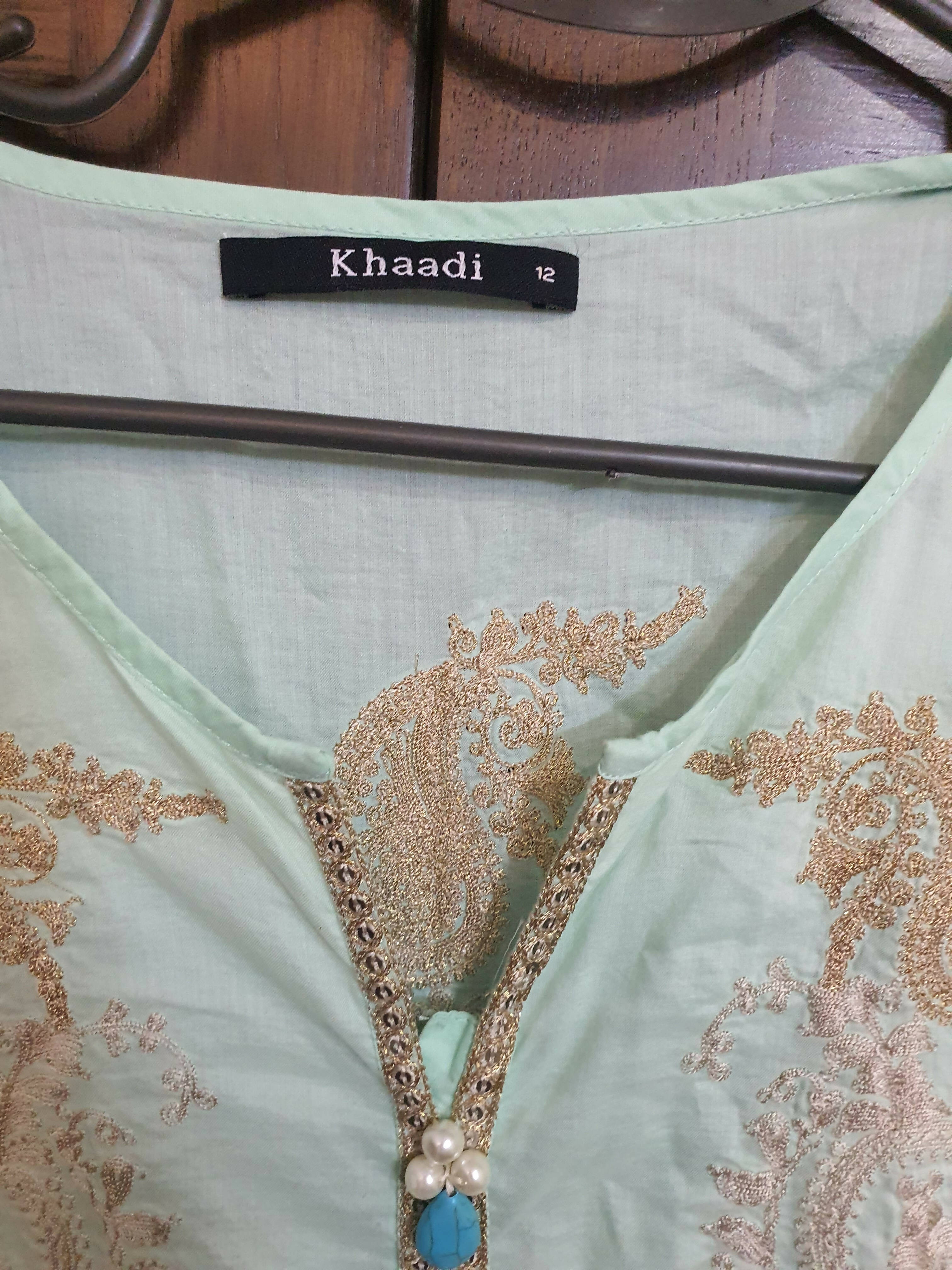Khaadi | Pistachio Front Open Frok | Women Branded Kurta | Medium | Worn Once