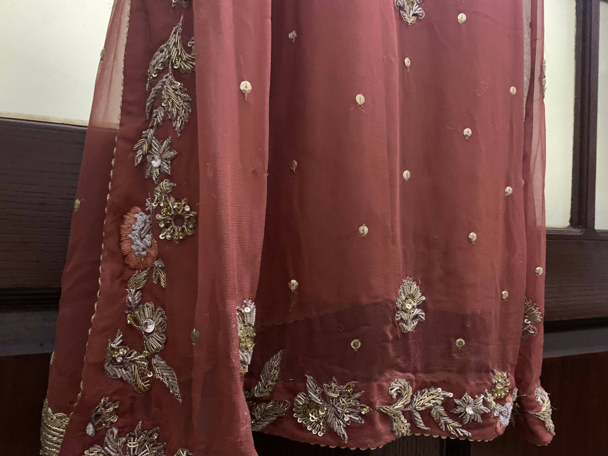 Peach fancy 3 Pc Suit | Women Locally Made Formals | Medium | Worn Once