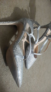 Silver Stone Heels | Women Shoes | Size: 37 | Preloved