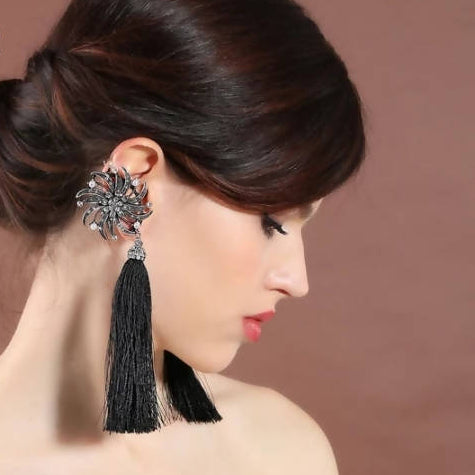 Women | Jewelry |Asymmetric Tassel Earing Black