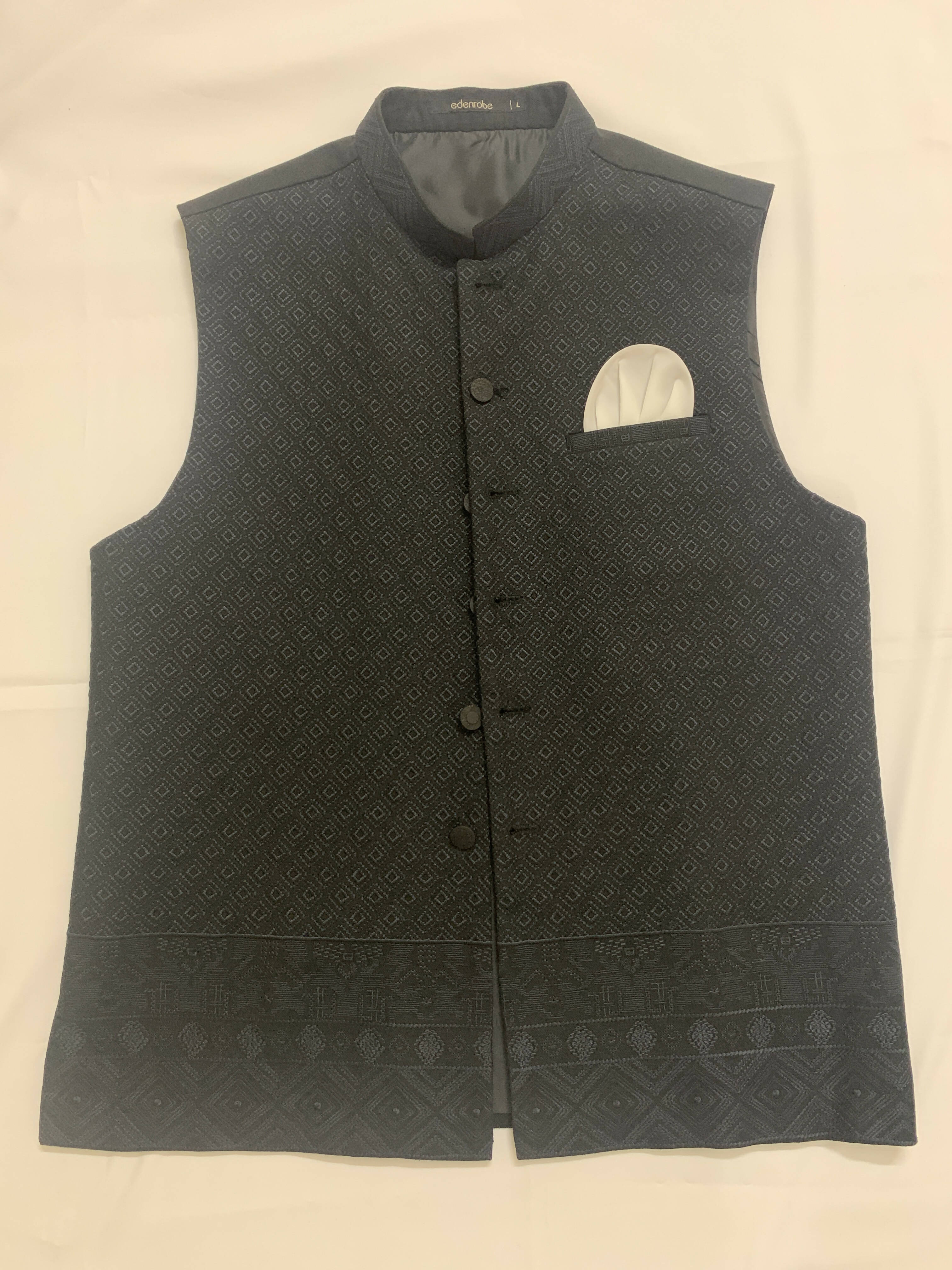 Edenrobe | Men's Black Waistcoat Ceremonial | Men Jackets & Coats | Preloved