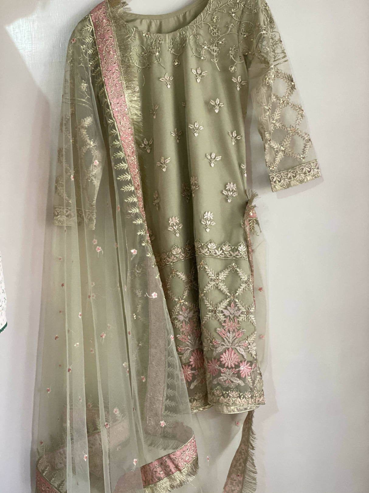 Stunning Net  Embroidered Suit | Women Locally Made Formals | Medium | Worn Once