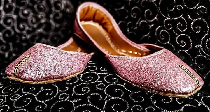Leather pink shimmer khussa (Size: Different Sizes Available ) | Women shoes | New
