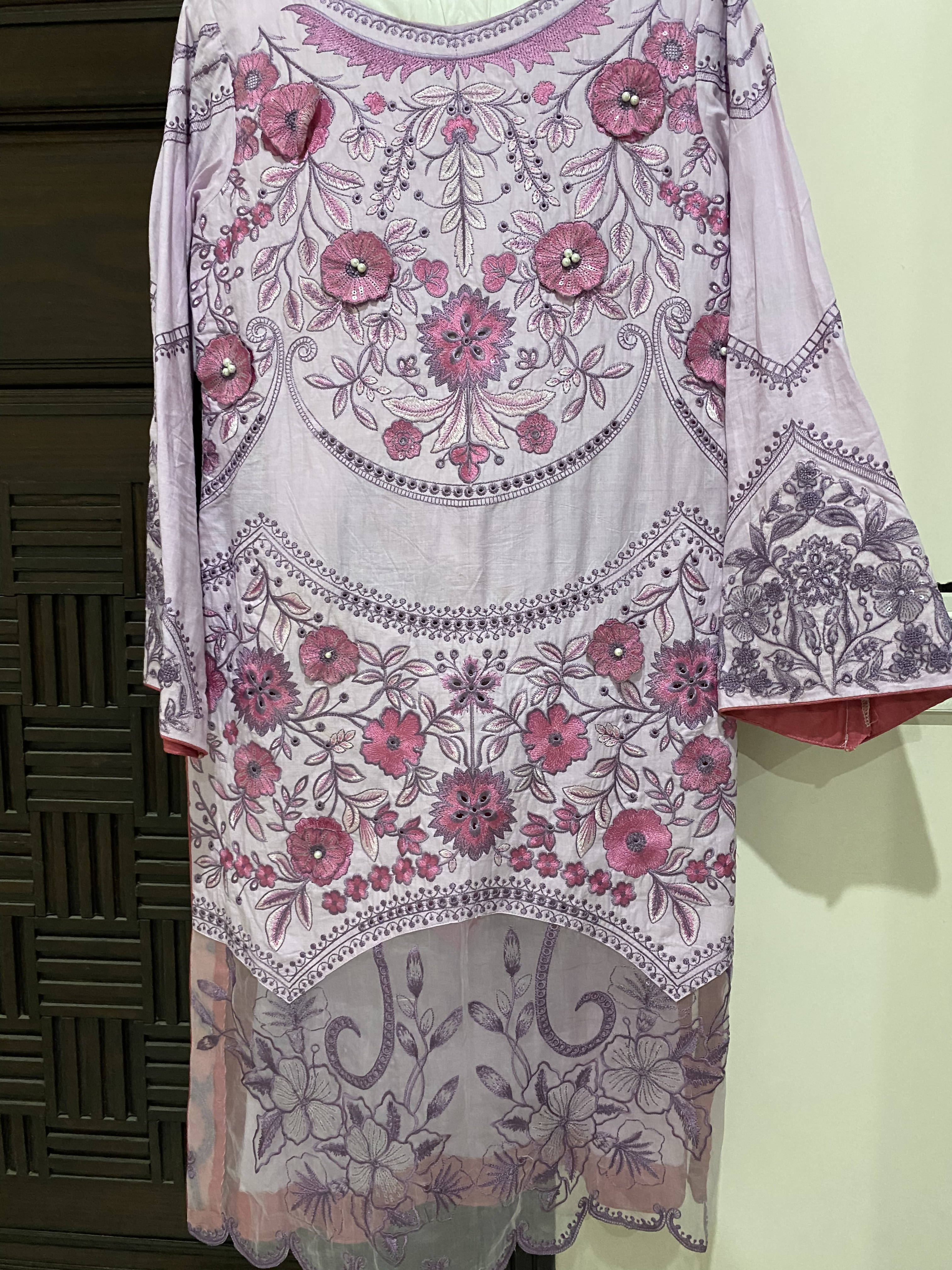 Mushq | Purple Stitched 3 Piece Lawn Dress | Women Branded Kurta | Worn Once