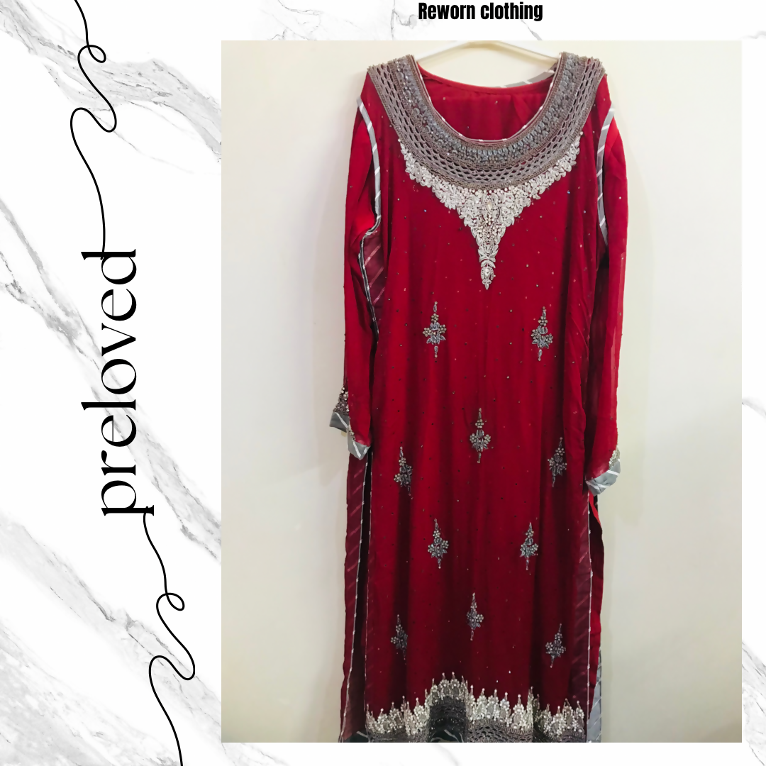 Red Frock (Size: L) | Women Frocks & Maxis | Worn Once