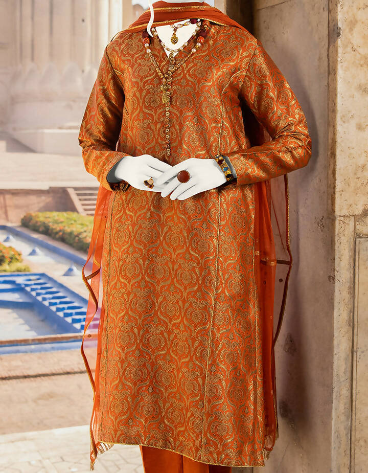 جے | آرام دہ اور پرسکون لباس 3pc سلی ہوئی (سائز: L ) | خواتین کا برانڈڈ کرتہ | ایک بار پہنا۔