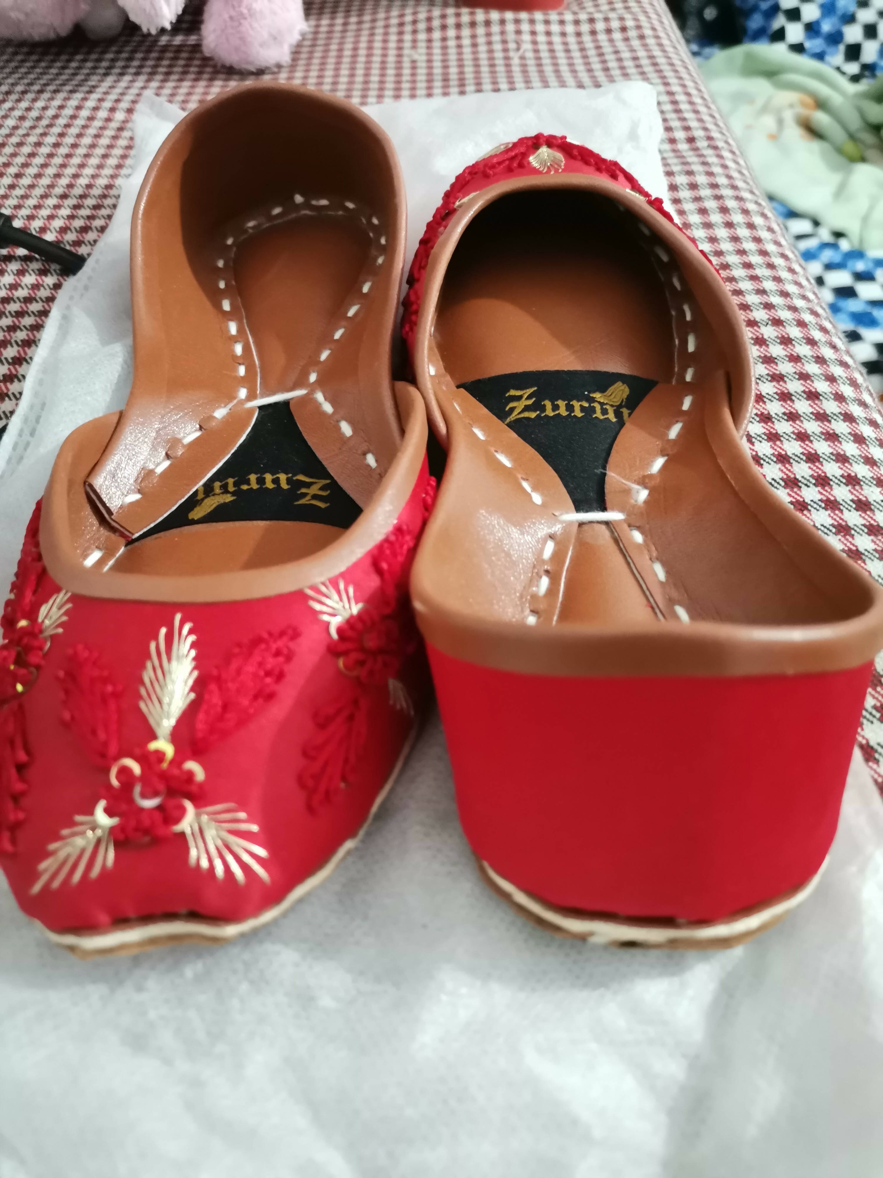 Embroied Red Khussa | Women Shoes | Size: 37 | New