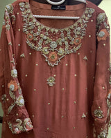 Peach fancy 3 Pc Suit | Women Locally Made Formals | Medium | Worn Once