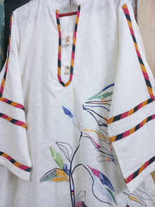 Ethnic | White Embroidered Kurta | Women Branded Kurta | Large | Worn Once