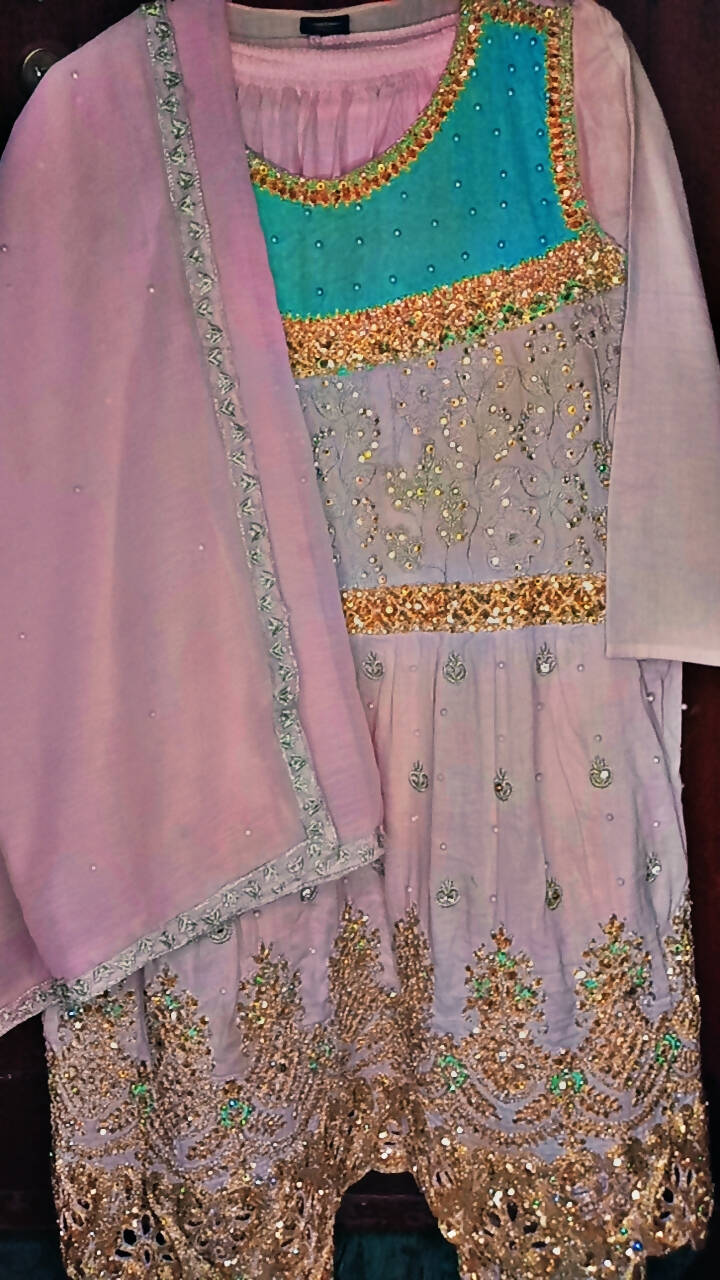 Pink Embroidered Suit | Women Locally Made Formals | Large | Worn Once