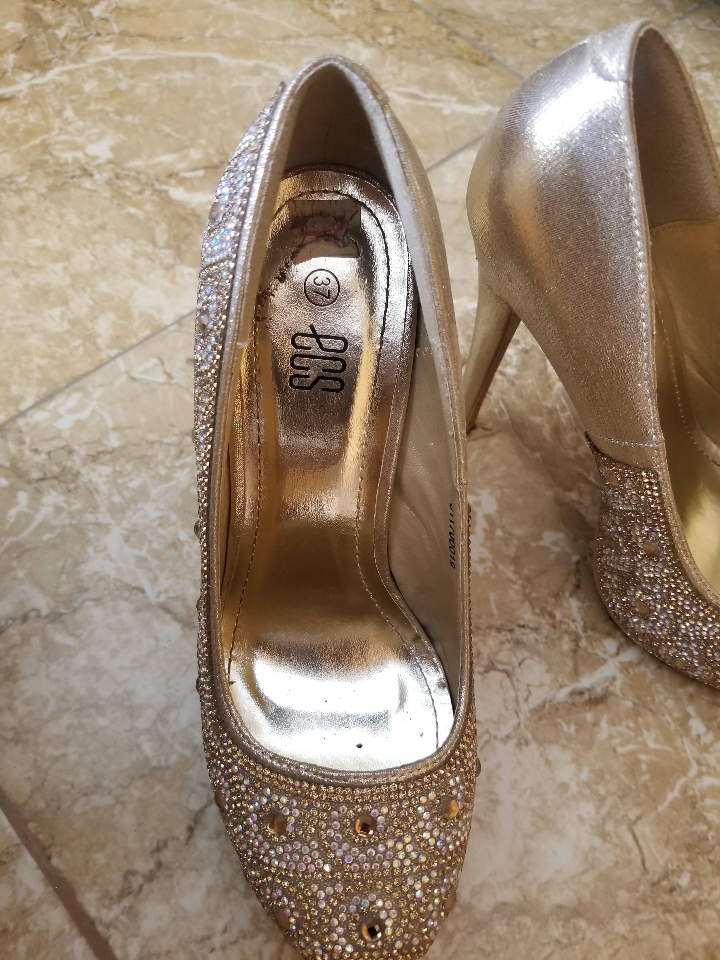 ECS | Golden Heels | Women Shoes | Worn Once