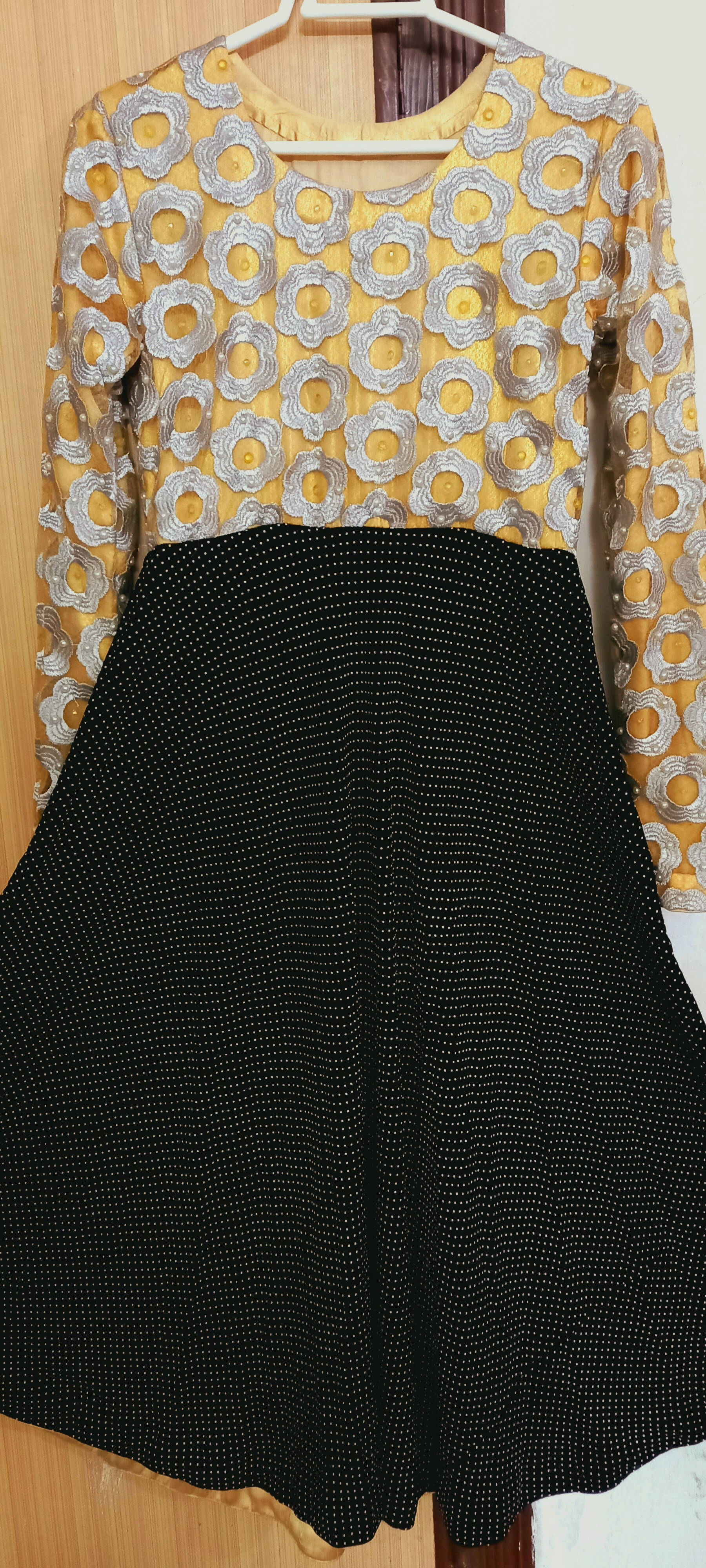 Gold Black Long Frock | Women Skirts & Dresses | Worn Once