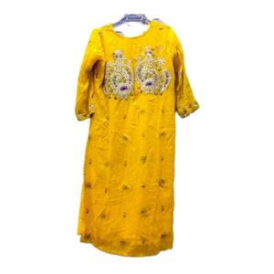 Yellow Pure Crinkle Suit | Women Locally Made Formals | Medium | Worn Once