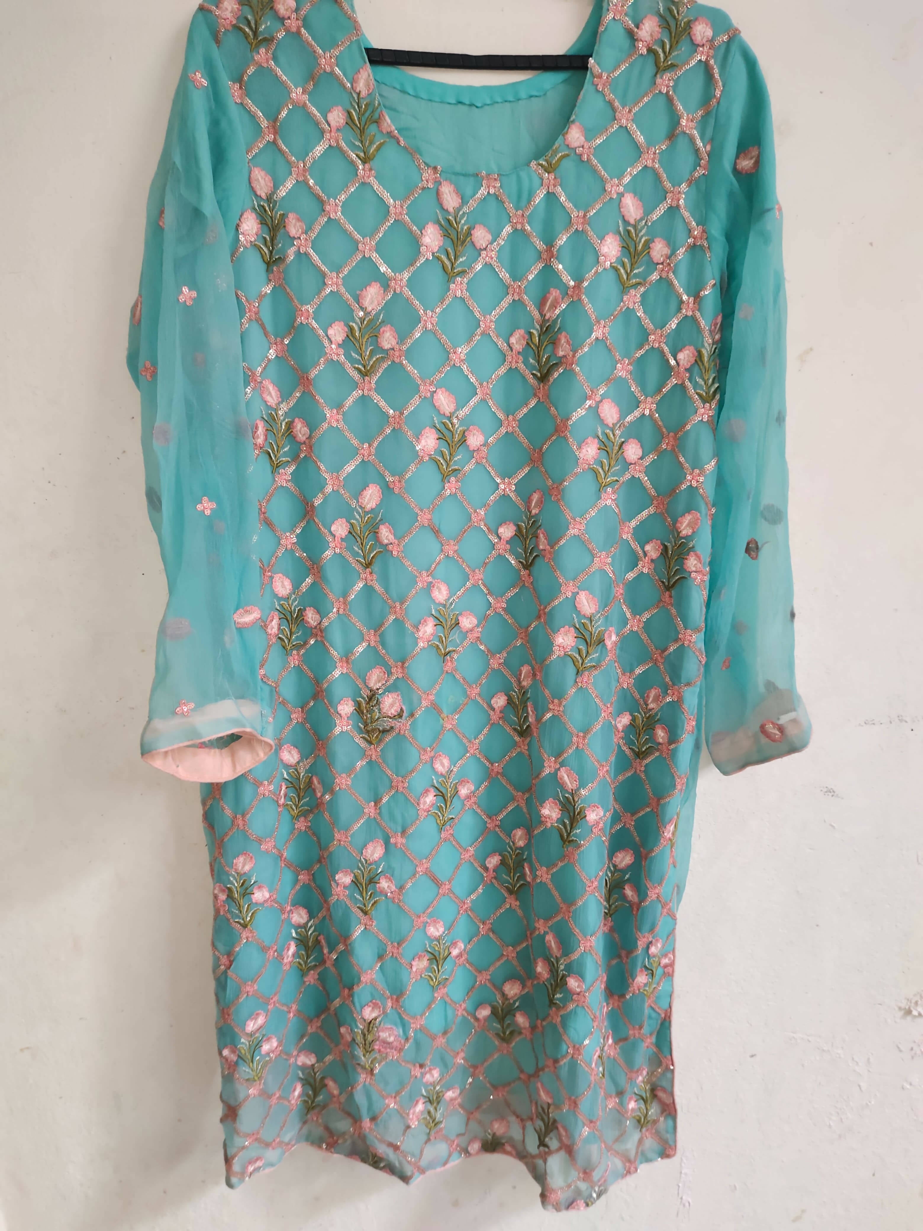 Stylish Blue Suit | Women Locally Made Formals |Medium | Preloved